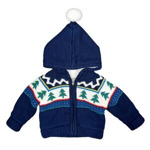 Hanna Andersson Sherpa Lined Holiday Zip Up Hoodie